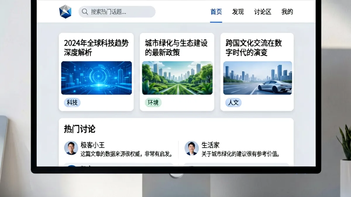 cl社区平台首页界面展示，用户正在浏览内容聚合列表与热门讨论话题